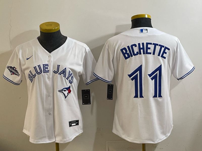 Women 2025 Nike Toronto Blue Jays #11 Bichette  White Game MLB Jersey 04